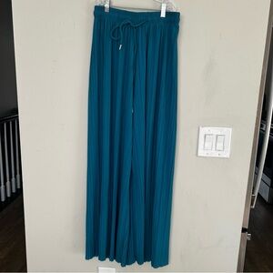 Teal Pleated Wide-Leg Pants elastic waist size 2.